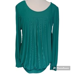 Timeson Women's Long Sleeve Scoop Neck Pleated Front Fitted Blouse Tops Size XL